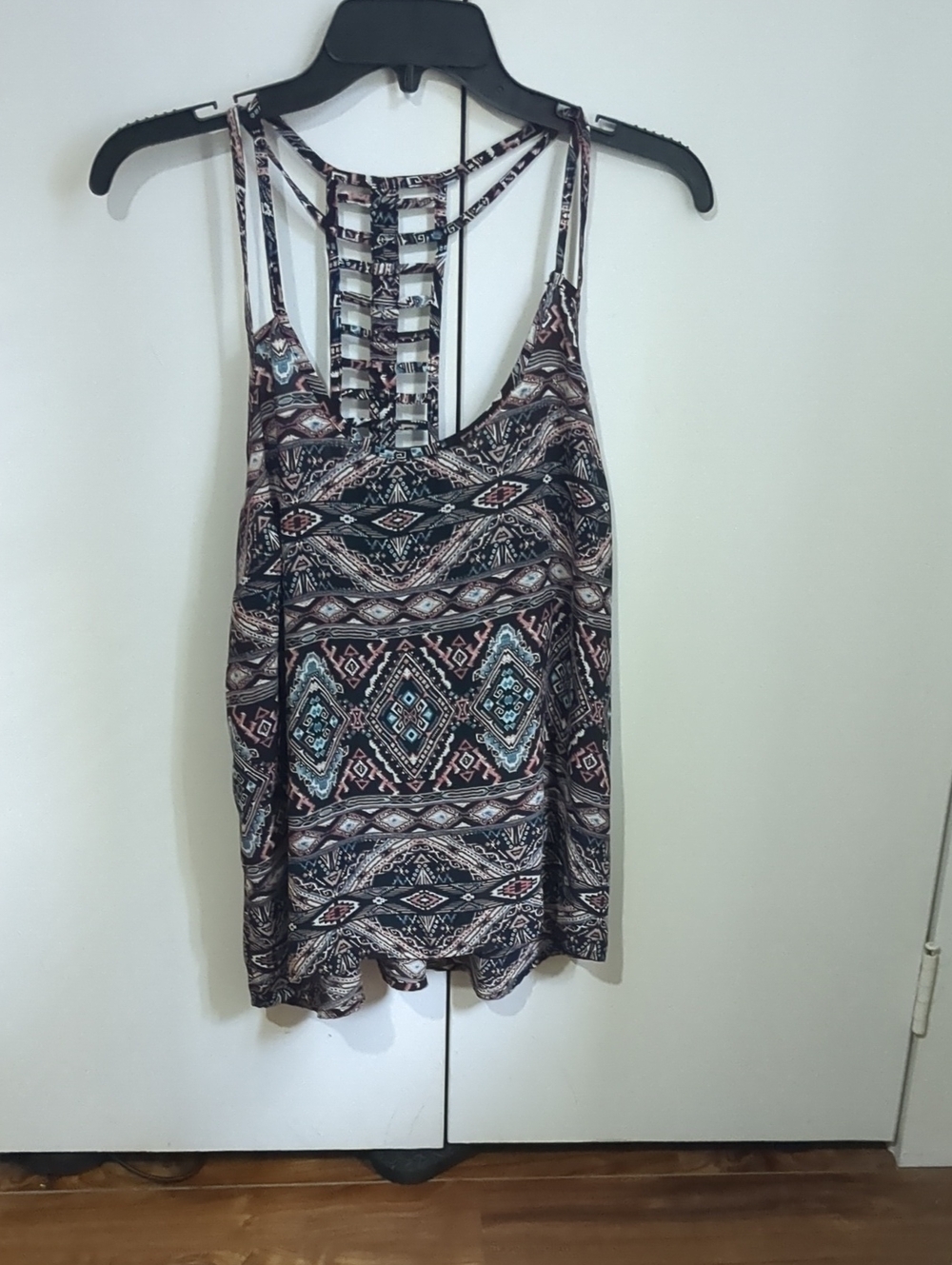 Boho Strappy Back Geometric Print Tank Top - Multicolor